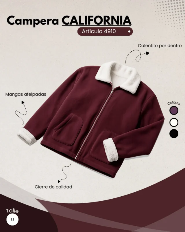 🍷 Un básico de invierno que enamora

La Campera California tiene todo para convertirse en una de ellas: es calentita, cómoda y combina con prácticamente cualquier look. De esos abrigos que agarrás antes de salir porque sabés que siempre quedan bien.

Perfecta para los días de frío, para una salida improvisada o para acompañarte en la rutina de todos los días 🤍

Porque cuando una prenda te hace sentir cómoda, segura y linda al mismo tiempo... simplemente funciona.✨

Disponible para venta mayorista. 📦
📲 Consultanos por stock, colores y catálogo completo.

🛍️www.celavie.com.ar
📍Cuenca 544, CABA

#celavie #avellaneda #confystyle #paratiiiiiiiiiiiiiiiiiiiiiiiiiiiiiii #ventamayorista
