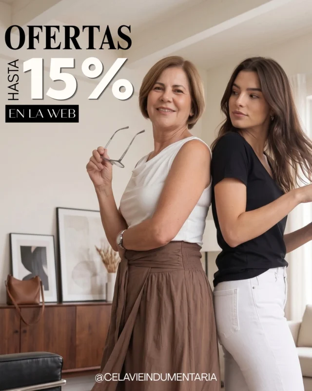 💐 OFERTAS ESPECIALES POR EL DÍA DE LA MADRE 💐

Porque mamá merece un mimo… y qué mejor que elegir algo que realmente le encante. 🤎

✨ Aprovechá hasta un 15% OFF en la web y encontrá ese regalo especial entre tus prendas favoritas de Celavie.

⏰ Por tiempo limitado.
No esperes hasta último momento para sorprenderla.

🛍️ Entrá a celavie.com.ar, elegí sus favoritos y regalale un poquito de amor en forma de outfit. ✨

#Celavie #paratí #avellaneda #avellanedamujer #primavera🌸